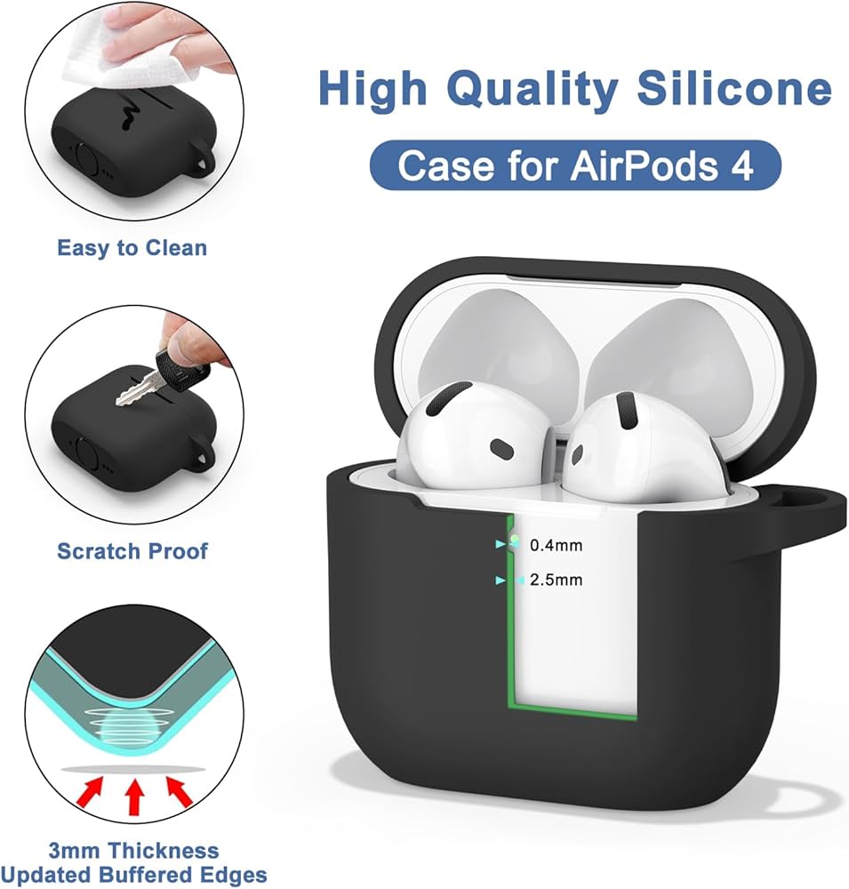 WearX Silicone Case for – Triple-Layer Shock Protection + Keychain Mount ()