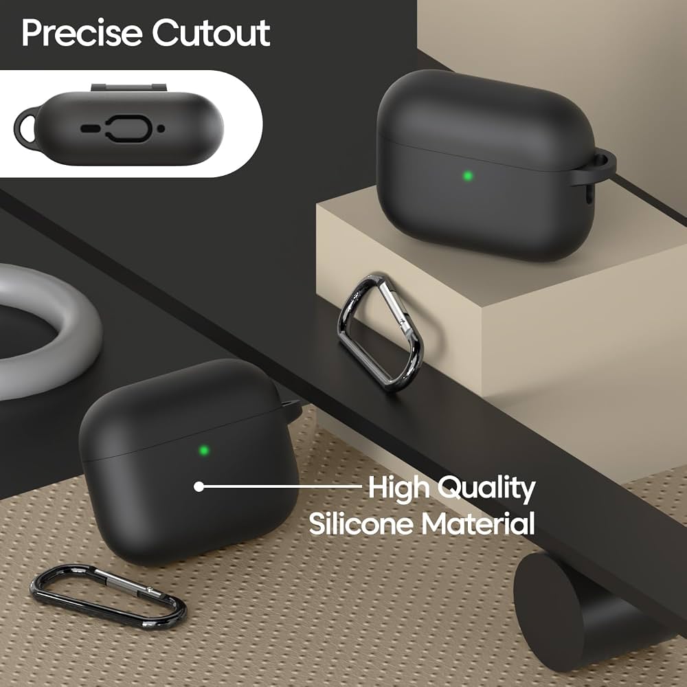 WearX Silicone Case for WearPods Pro 3 – Triple-Layer Shock Protection + Keychain Mount