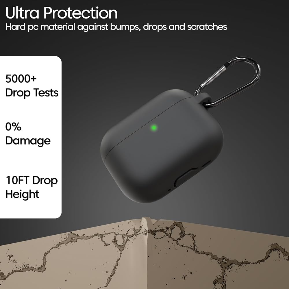WearX Silicone Case for WearPods Pro 3 – Triple-Layer Shock Protection + Keychain Mount